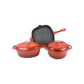 different color enamel coating cast iron cookware set